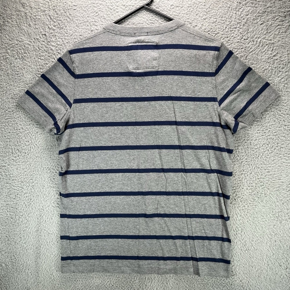 Abercrombie & Fitch Muscle Shirt Mens XL Gray Blue Striped V Neck Y2K - Picture 2 of 8